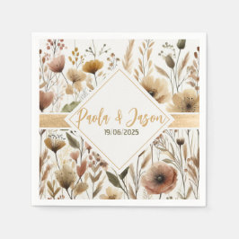 Blumenserviette mit Goldband Serviette