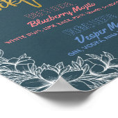 Blumensignatur Cocktail Drink Menü Hochzeitsdekor Poster (Ecke)