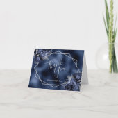 Blumensilber Geometric Navy Blue Foil Wedding Dankeskarte (Vorderseite)