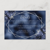 Blumensilber Geometric Navy Blue Wedding Details Begleitkarte (Vorderseite)