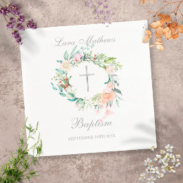 Blumensilber-Kreuzgarland-Taufe Christening Serviette