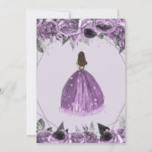 Blumensilber, Lila Spakelkleid Sweet 16 Einladung (Rückseite)
