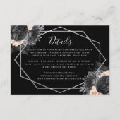 Blumensilber Peach Black Geo Hochzeitsdetails Begleitkarte (Vorderseite)