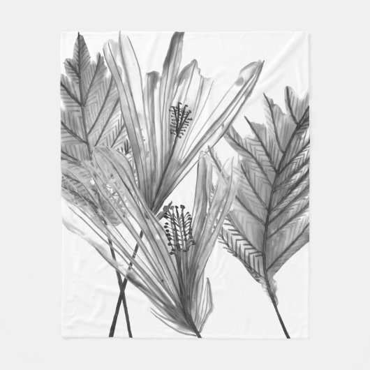 BlumenSilhouette - Grau Fleecedecke (Vorderseite)