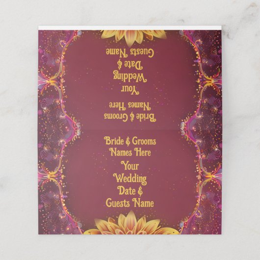 BlumenSinfonie: Hochzeitsszenario-Sammlung Platzkarte (Außenseite Aufgefaltet)