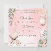 Blumensinfonie in Pink Co-Ed Girl Babydusche Dankeskarte (Vorderseite)