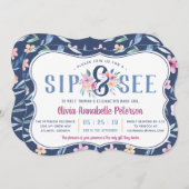 Blumensippe und Babydusche Einladung, Frühjahr Einladung (Vorne/Hinten)