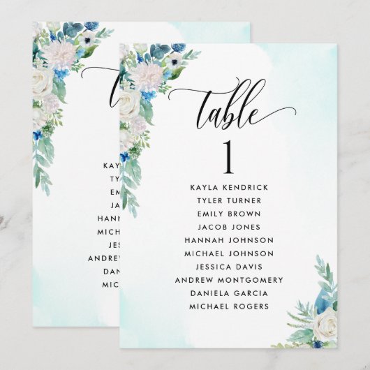 Blumensitzplan-Karte mit Gästennamen (Vorne/Hinten)