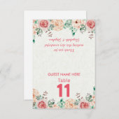 Blumensitzplatz Tischnummer/Begleitperson Einladung (Vorne/Hinten)