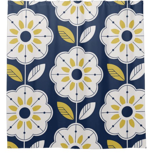 Blumenskandinavischer Stil Nahtloses Muster Duschvorhang (Vorderseite)