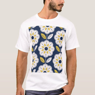Blumenskandinavischer Stil Nahtloses Muster T-Shirt