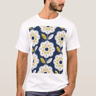 Blumenskandinavischer Stil Nahtloses Muster T-Shirt
