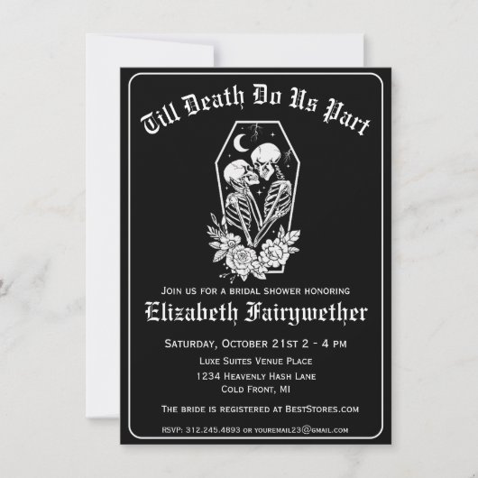 Blumenskelett auf Tode machen uns Teil Brautparty Einladung (Vorderseite)