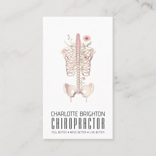 Blumenskelett Chiropraktiker Ernennung & Visitenkarte (Vorderseite)