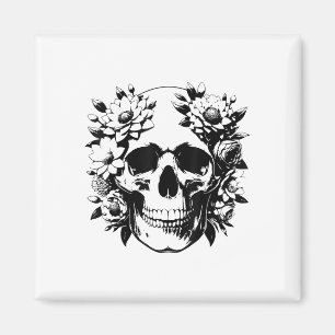 Blumenskelett Grafik-T Gotische Kleidung für Fraue Magnet