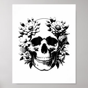 Blumenskelett Grafik-T Gotische Kleidung für Fraue Poster