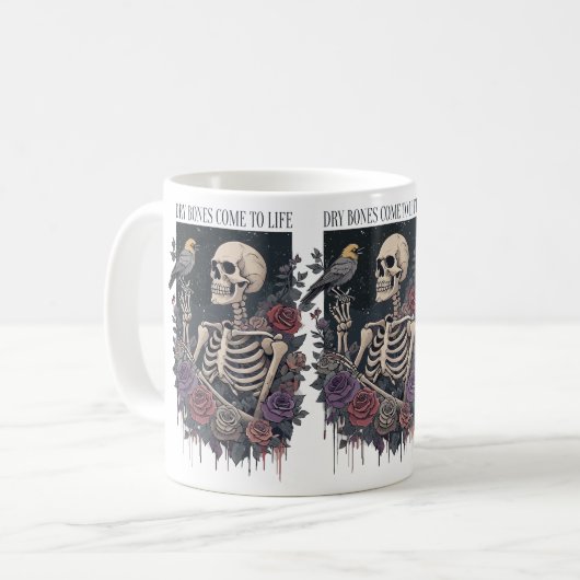 Blumenskelett mit Vogelgrippe-Liebe Kaffeetasse (Vorderseite Links)