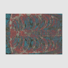 Blumenskelett Rib Käfig Aquamarin Rot Vintag Antik Seidenpapier