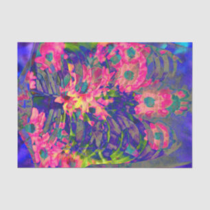 Blumenskelett Rib Käfig Lila Rosa Vintage Kunst Seidenpapier