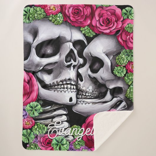 Blumenskelette in einem gotischen Garten küssen Sherpadecke (Vorderseite)