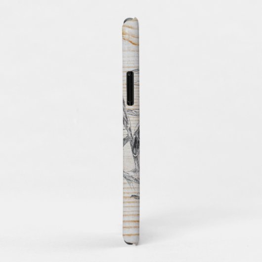 Blumenskizze auf Imitaten Holzhintergrundmonogramm Case-Mate iPhone Hülle (Hinten/Rechts)