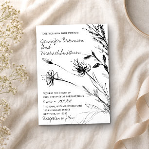 Blumenskizze Botanisch Handgezeichnet Einladung
