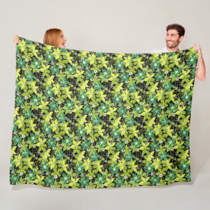 Blumenskizze mehrfarbig Retro-Herbst Fleecedecke