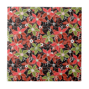 Blumenskizze mehrfarbig Retro-Herbst Fliese