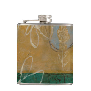 Blumenskizze mit Wildblume und Pflanze Flachmann