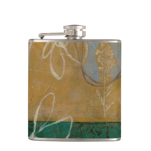 Blumenskizze mit Wildblume und Pflanze Flachmann (Vorderseite)