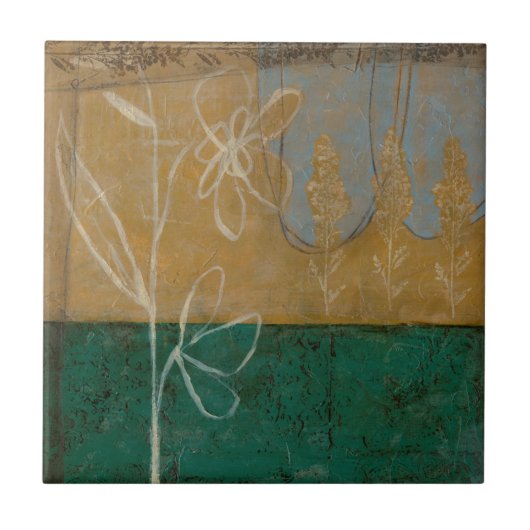 Blumenskizze mit Wildblume und Pflanze Fliese (Vorderseite)