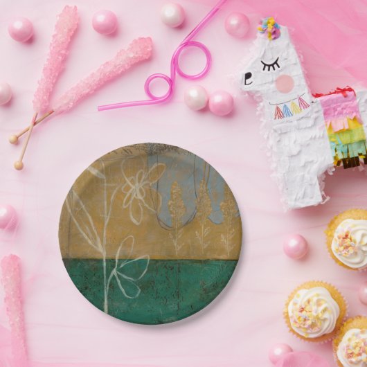 Blumenskizze mit Wildblume und Pflanze Pappteller (Party)