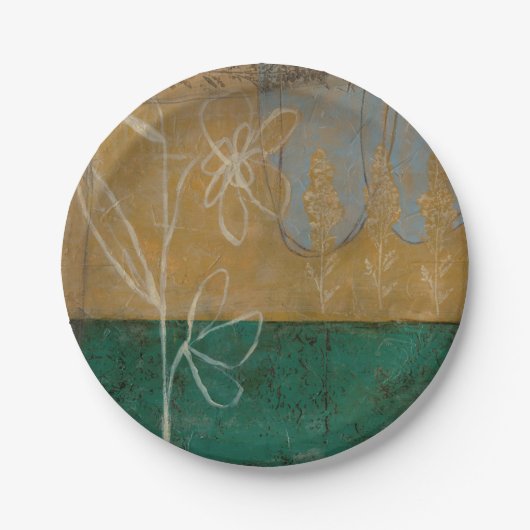 Blumenskizze mit Wildblume und Pflanze Pappteller (Vorderseite)