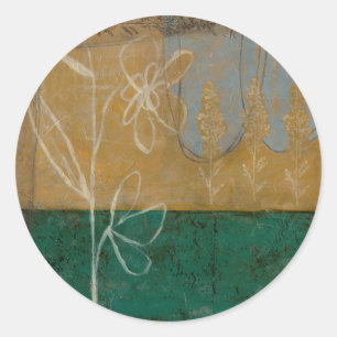 Blumenskizze mit Wildblume und Pflanze Runder Aufkleber