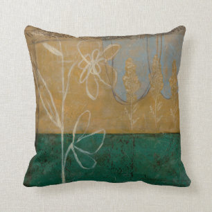 Blumenskizze mit Wildblume und Pflanzen Kissen