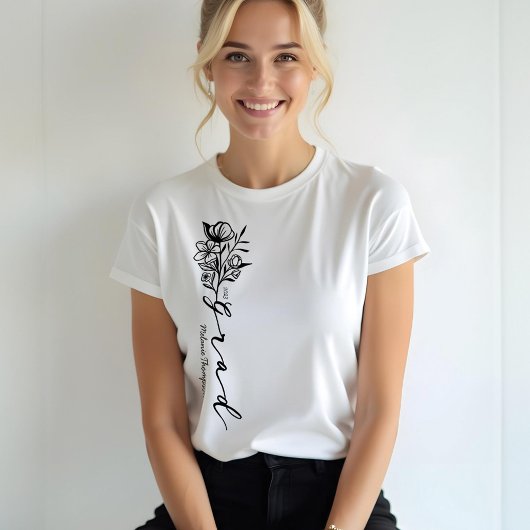 Blumenskizze Modernes Grad Drehbuch Personalisiert Tri-Blend Shirt