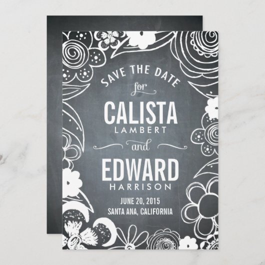 Blumenskizze Save the Date - Halbpension (Vorne/Hinten)