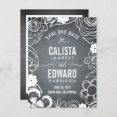 Blumenskizze Save the Date - Halbpension Ankündigungspostkarte (Vorne/Hinten)