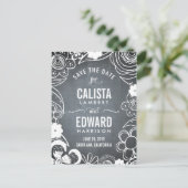 Blumenskizze Save the Date - Halbpension Ankündigungspostkarte (Stehend Vorderseite)