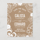 Blumenskizze Save the Date - Handwerk Ankündigungspostkarte (Vorderseite)