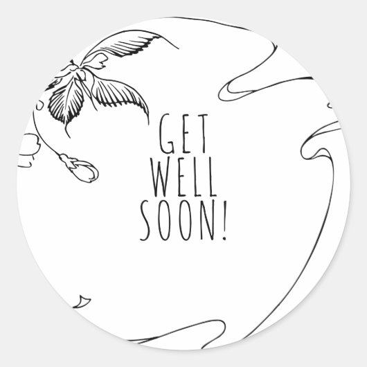 Blumenskizze wird gut runder aufkleber (Vorderseite)