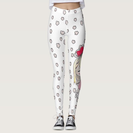 Blumenskizzen und Liebe krankes chibi mit Leggings (Vorderseite)