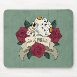 Blumenskull Dia de Los Muertos   Mousepad