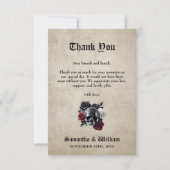 Blumenskull Rustic Elegant Halloween Hochzeit Dankeskarte (Vorderseite)