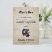 Blumenskull Rustic Elegant Halloween Hochzeit Dankeskarte (Stehend Vorderseite)