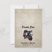 Blumenskull Rustic Elegant Halloween Hochzeit Dankeskarte (Rückseite)