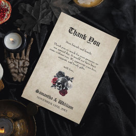 Blumenskull Rustic Elegant Halloween Hochzeit Dankeskarte