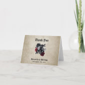 Blumenskull Rustic Elegant Halloween Hochzeit Dankeskarte (Vorderseite)
