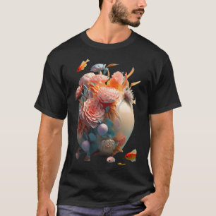 Blumenskulptur mit Fisch T-Shirt