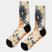 Blumensocken mit schwarzer Spitze und Ferse Socken (Linkes Detail)